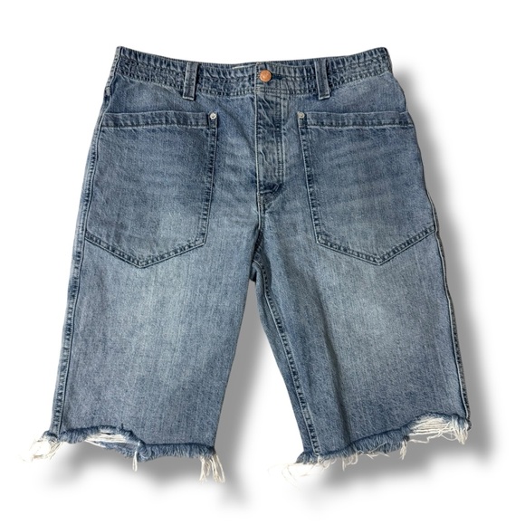 Free People Rabble Rouser Cut Denim Shorts Raw Hem Size 30 - Picture 3 of 7